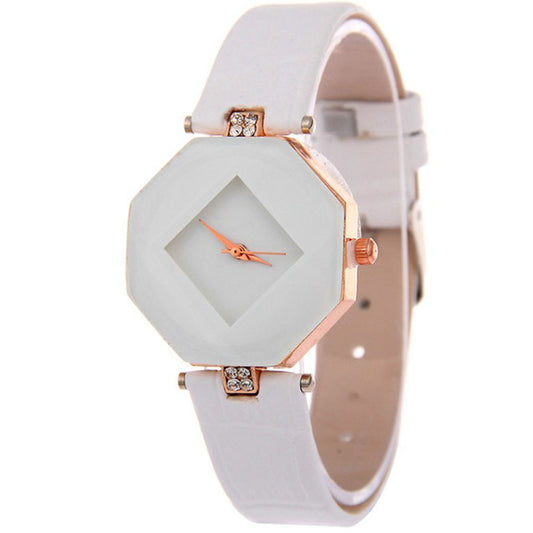 Diamond Shape Cut Dial Plate Fashion Watch