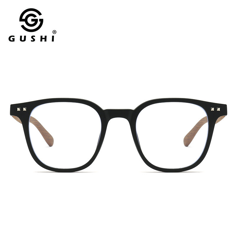 New TR90 Glasses Frame For Men And Women With Myopia Glasses Personalized Trend HD Anti-blue Wood Grain Leg Glasses Frame